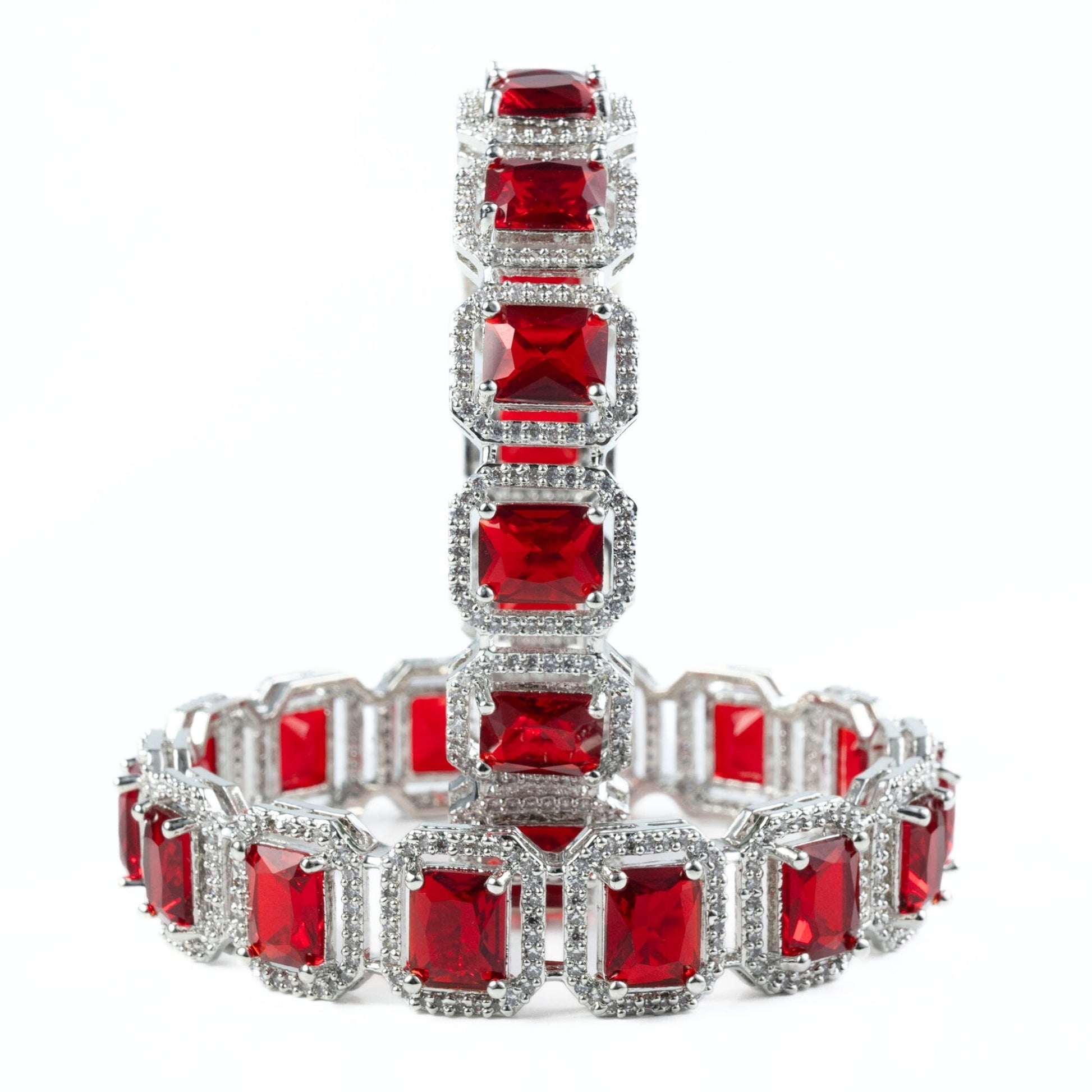 Divine Rectangle AD Bangles (Pack of 2) - Opal Touch