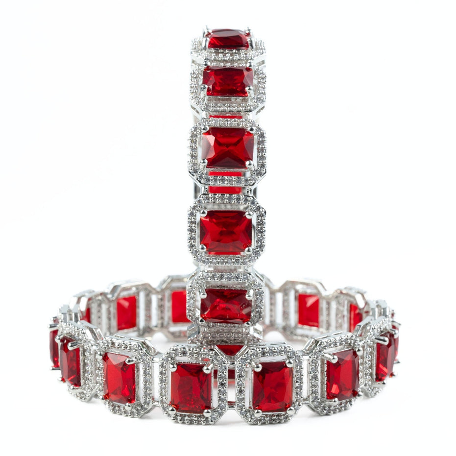 Divine Rectangle AD Bangles (Pack of 2) - Opal Touch