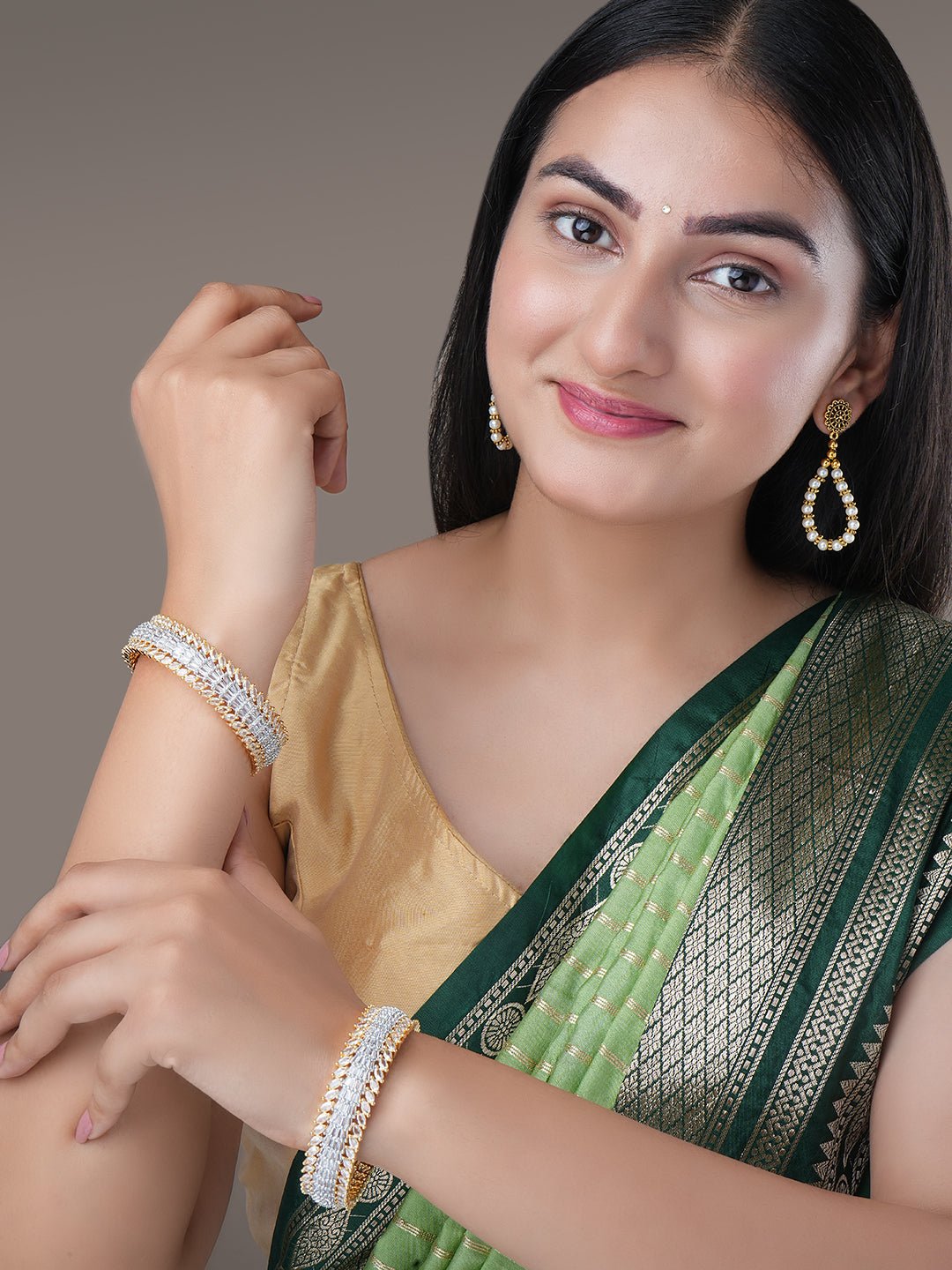 Bangles - Duchess Halo Gold Plated Bangles - Opal Touch