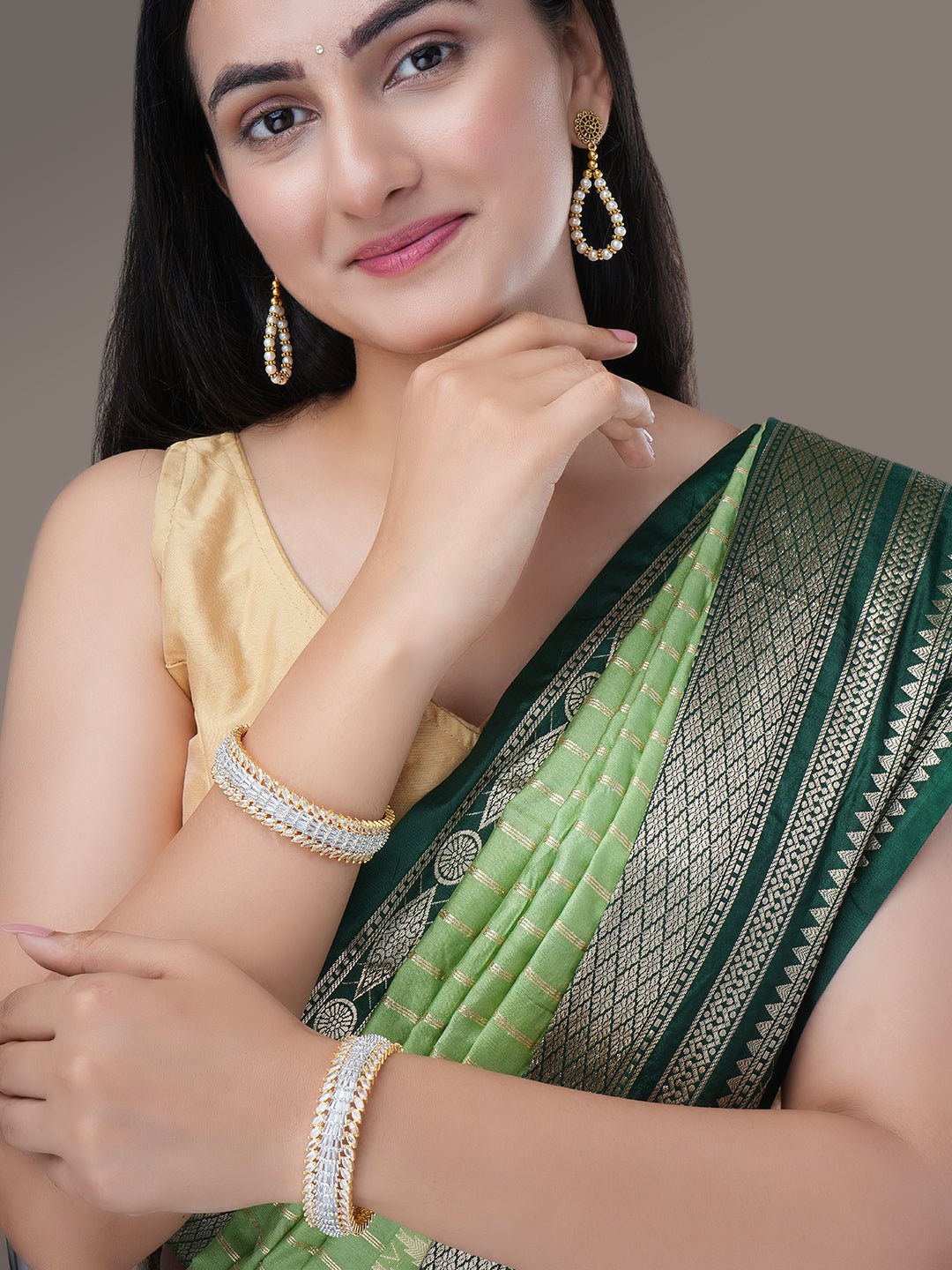 Bangles - Duchess Halo Gold Plated Bangles - Opal Touch