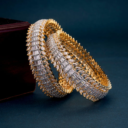 Bangles - Duchess Halo Gold Plated Bangles - Opal Touch