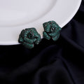 Studs - Eclipse Gem Floral Studs in Black Plated - Opal Touch
