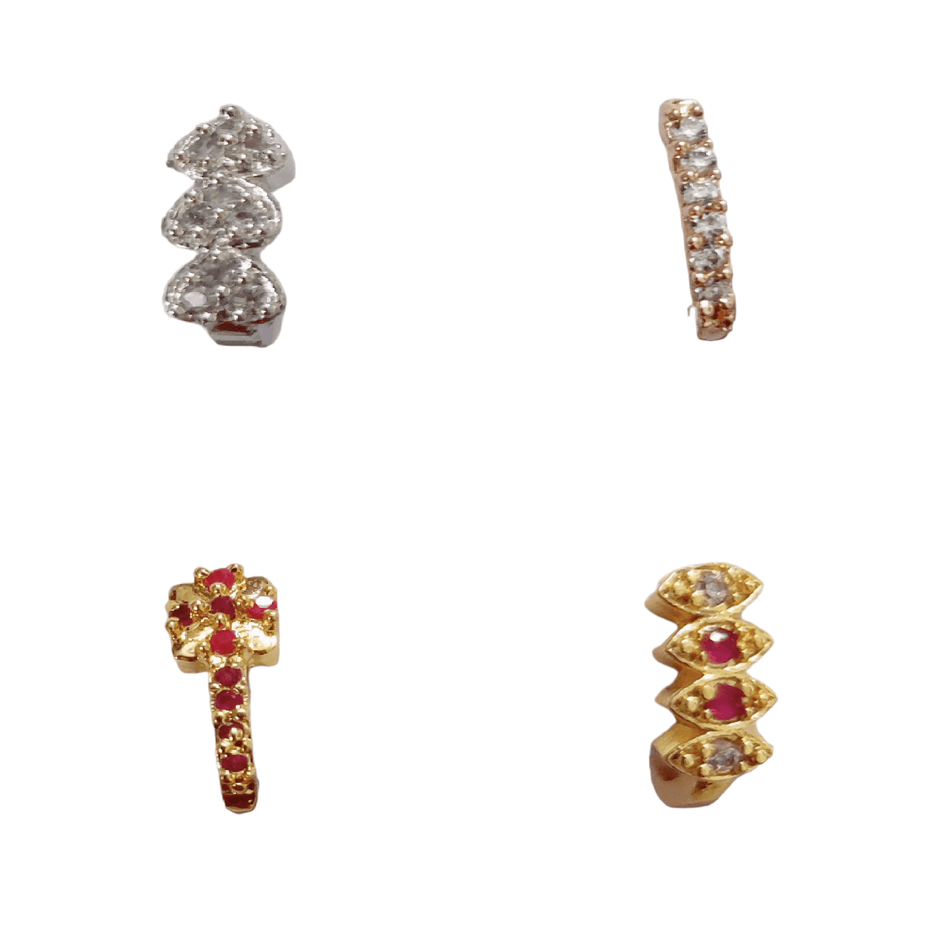 Opal Touch - Elegance in Multicolor Nose Pins (Pack of 4) - Nose Pin
