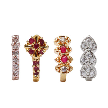 Opal Touch - Elegance in Multicolor Nose Pins (Pack of 4) - Nose Pin