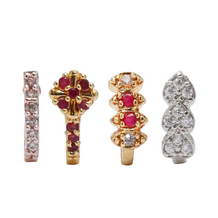 Opal Touch - Elegance in Multicolor Nose Pins (Pack of 4) - Nose Pin