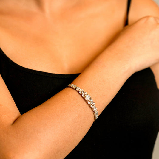 Opal Touch - Elegance in White Rhodium Bracelet - Bracelets