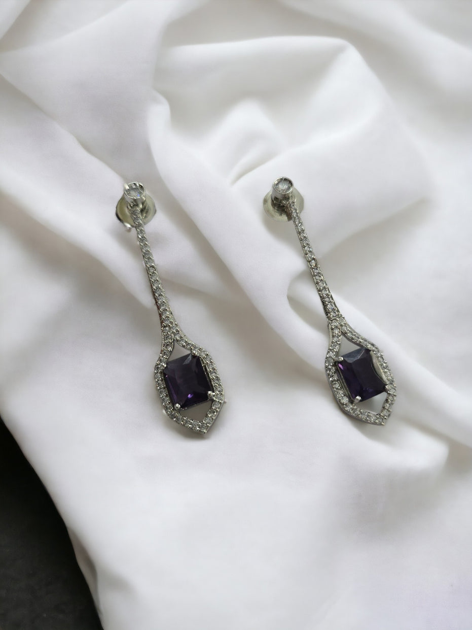 Opal Touch - Elegance Rhodium Plated Crystal Earrings - Earrings