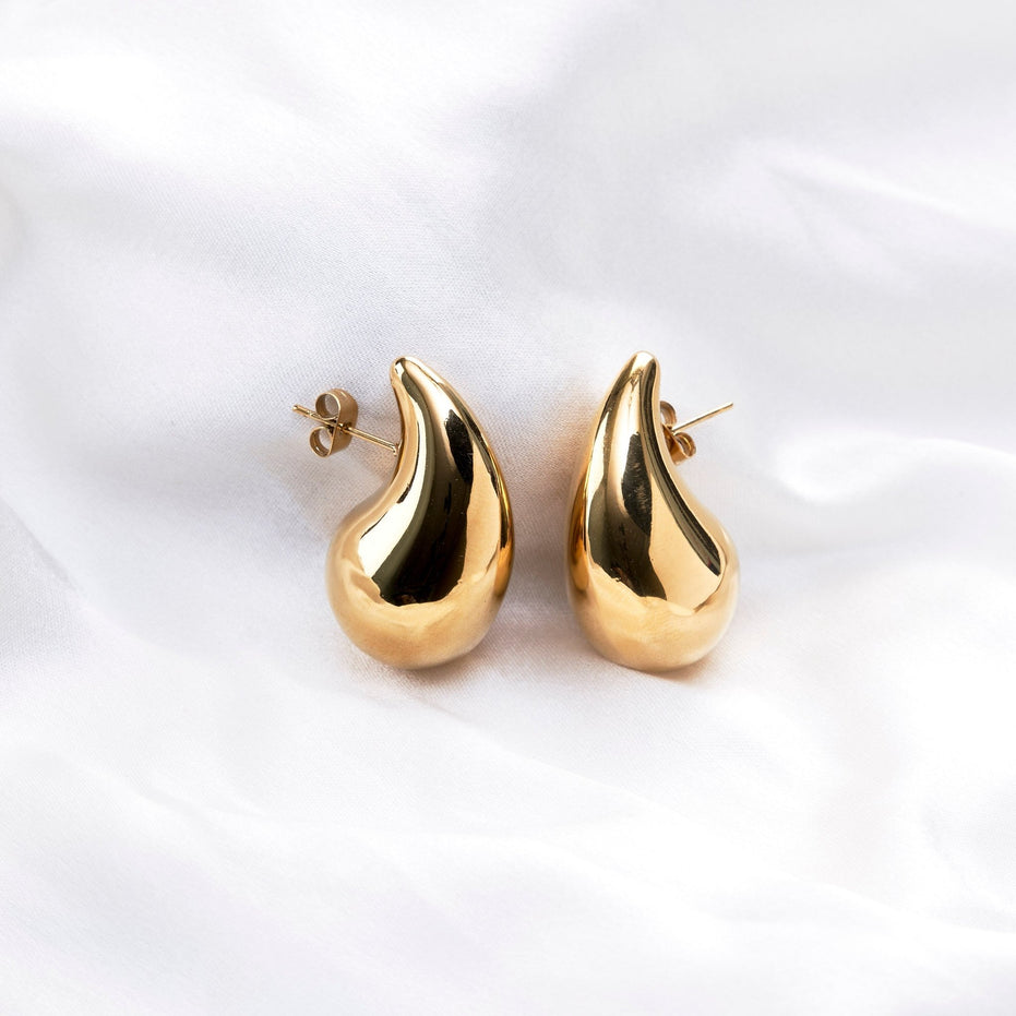 Studs - Elegance Round Hoop Gold Plated Studs - Opal Touch