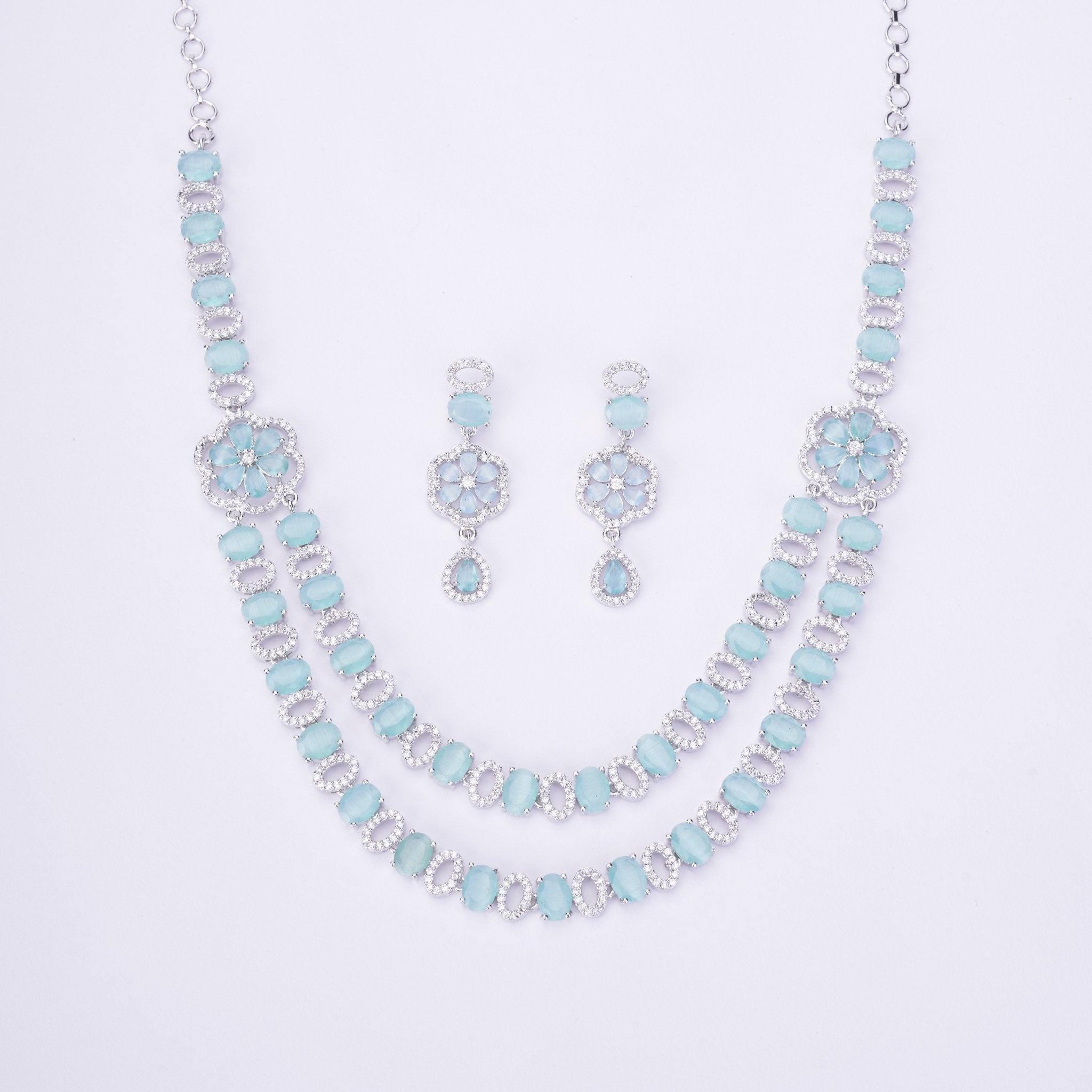 Opal Touch - Elegant 2 Layer Oval Necklace Set - Necklace