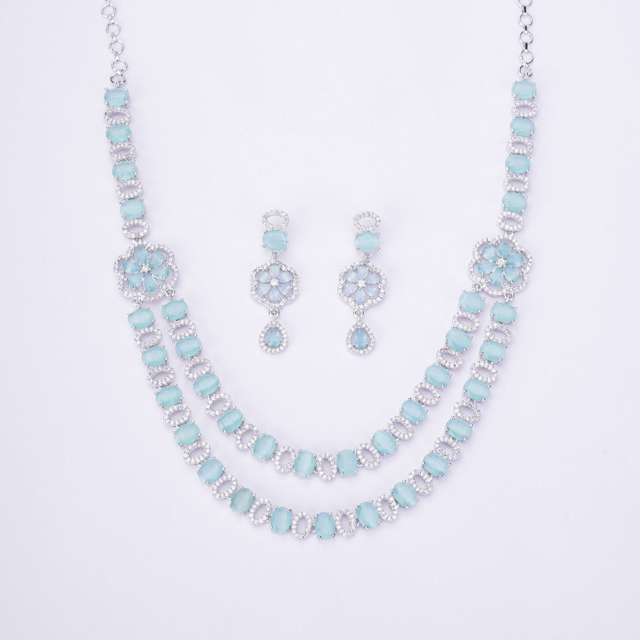 Opal Touch - Elegant 2 Layer Oval Necklace Set - Necklace