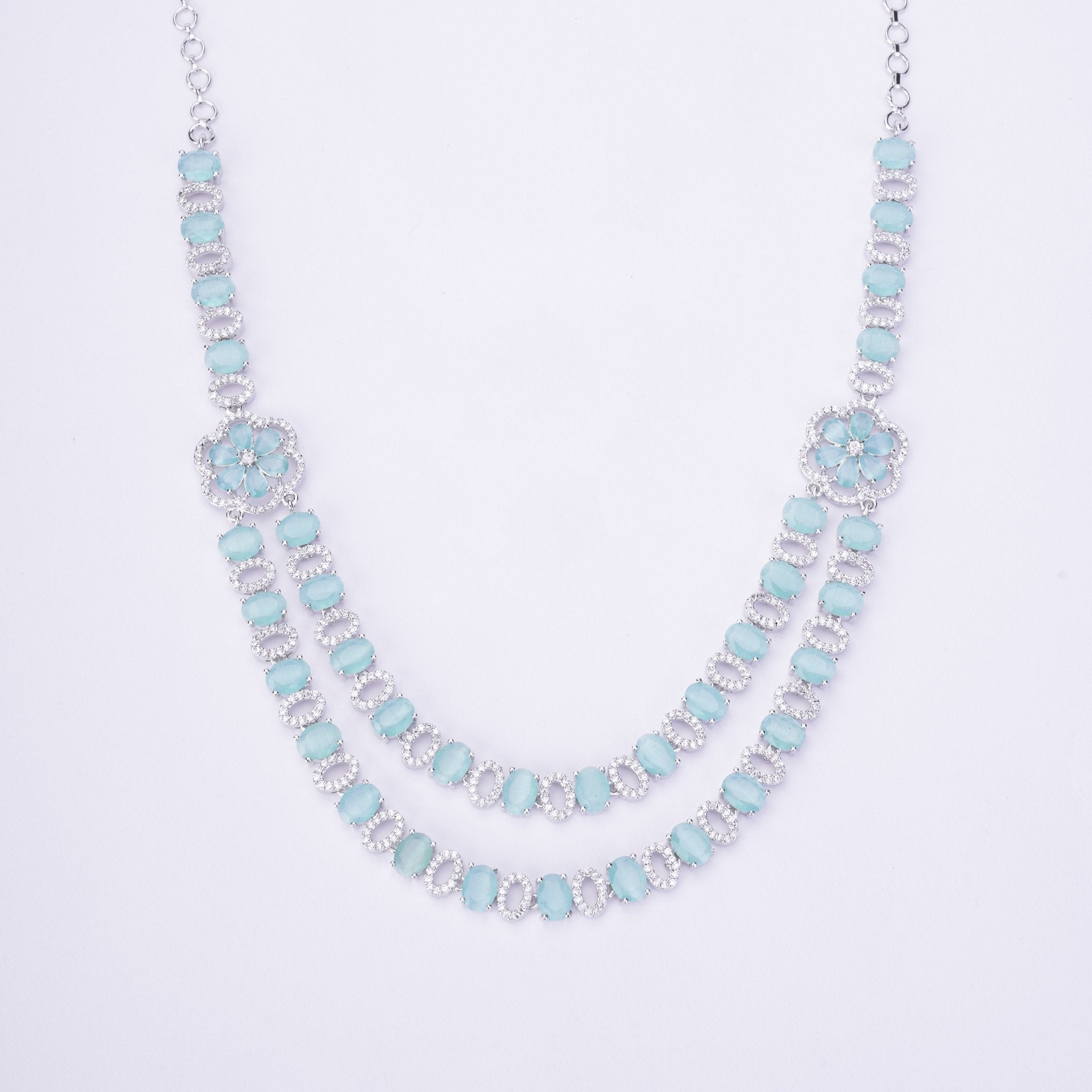 Opal Touch - Elegant 2 Layer Oval Necklace Set - Necklace