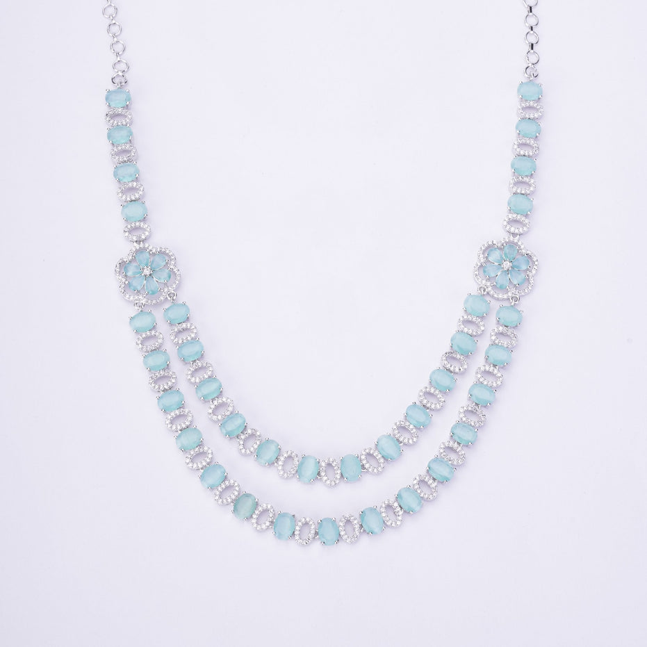 Opal Touch - Elegant 2 Layer Oval Necklace Set - Necklace
