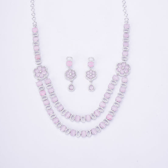 Opal Touch - Elegant 2 Layer Oval Necklace Set - Necklace
