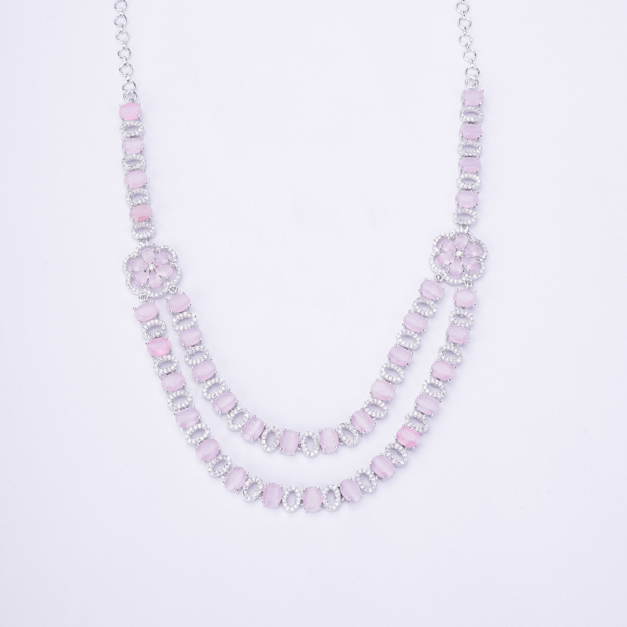 Opal Touch - Elegant 2 Layer Oval Necklace Set - Necklace