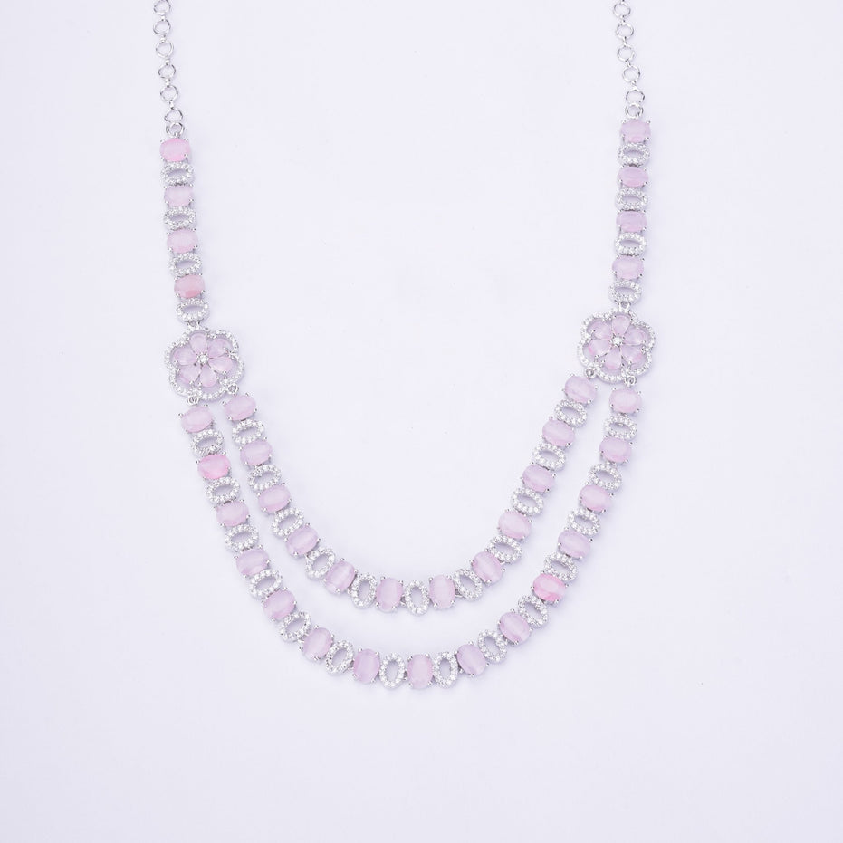 Opal Touch - Elegant 2 Layer Oval Necklace Set - Necklace