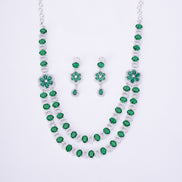 Opal Touch - Elegant 2 Layer Oval Necklace Set - Necklace