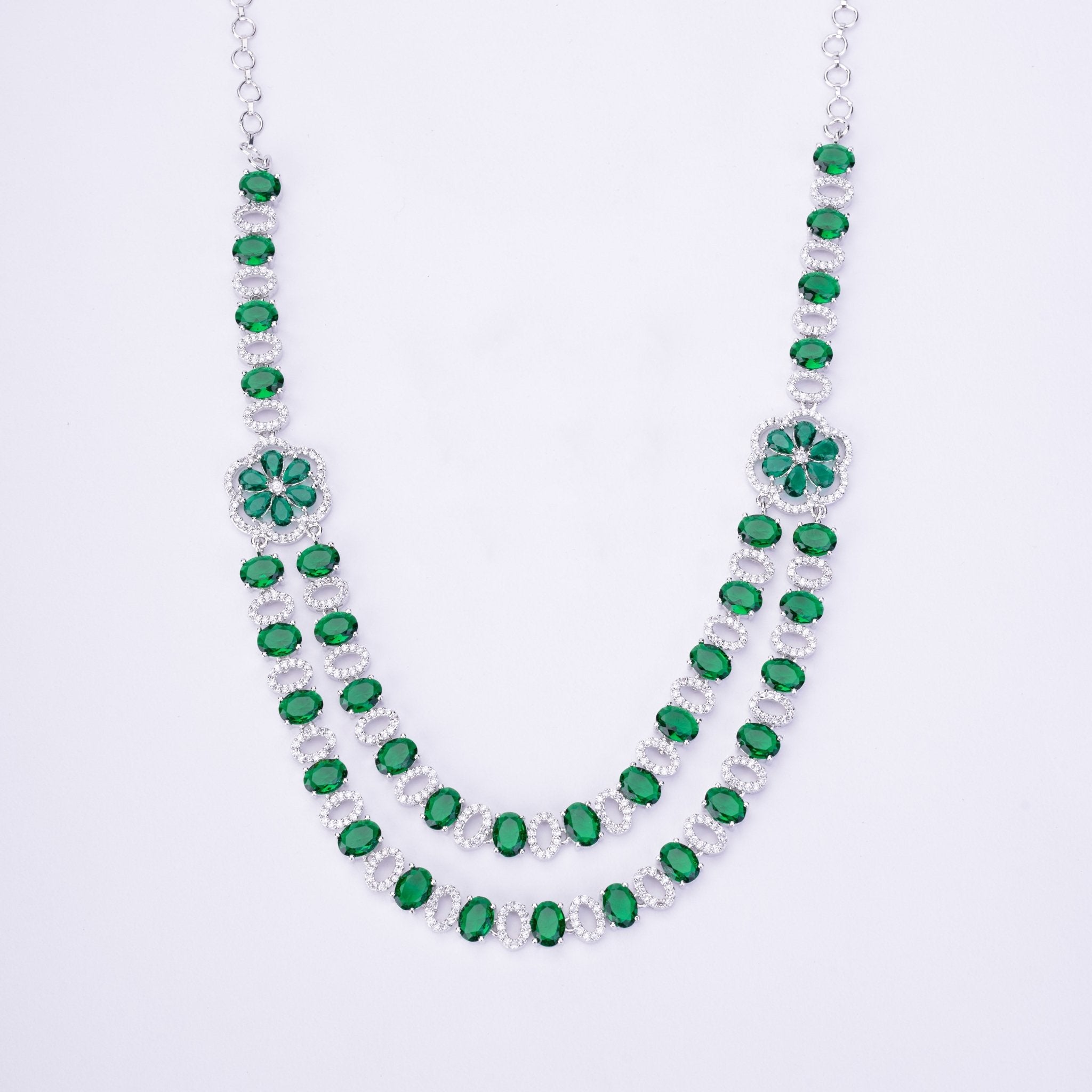 Opal Touch - Elegant 2 Layer Oval Necklace Set - Necklace