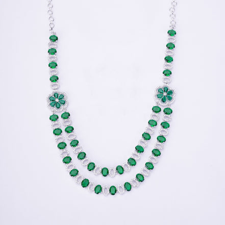 Opal Touch - Elegant 2 Layer Oval Necklace Set - Necklace