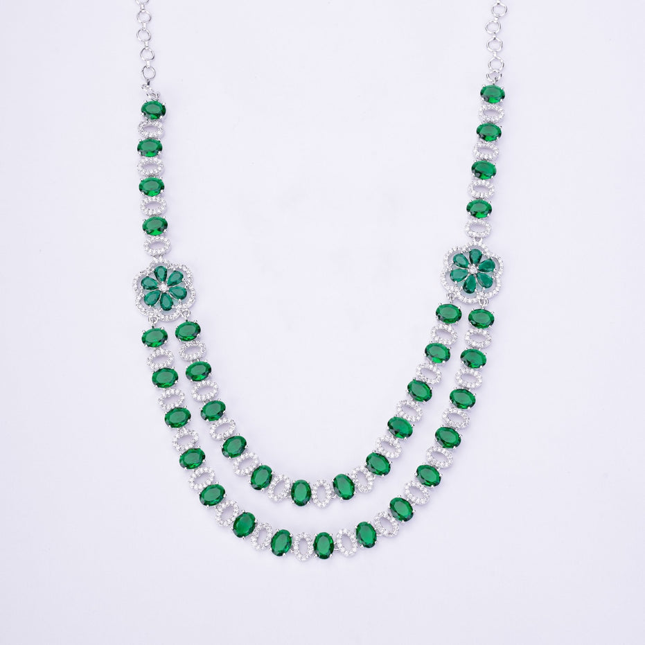Opal Touch - Elegant 2 Layer Oval Necklace Set - Necklace