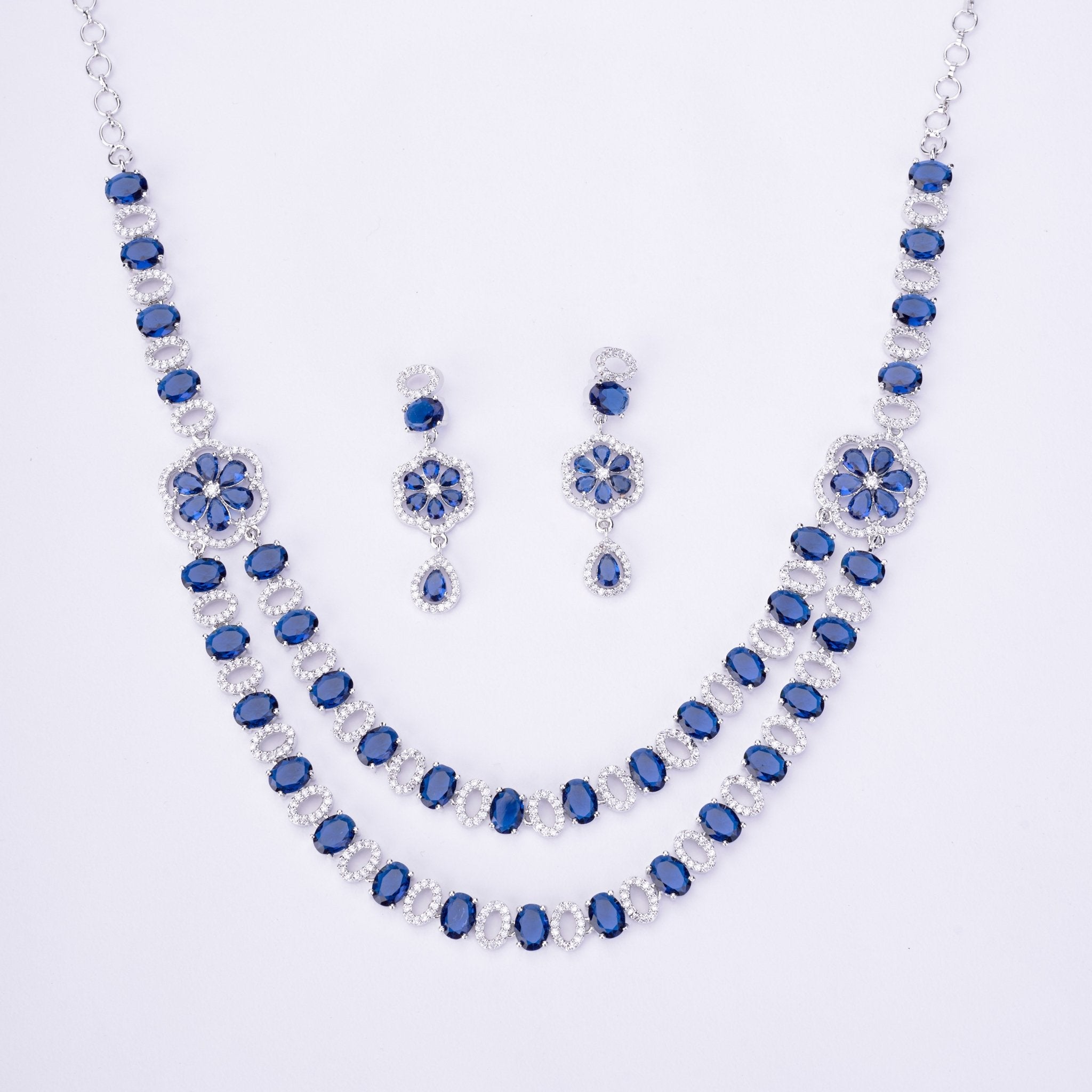Opal Touch - Elegant 2 Layer Oval Necklace Set - Necklace