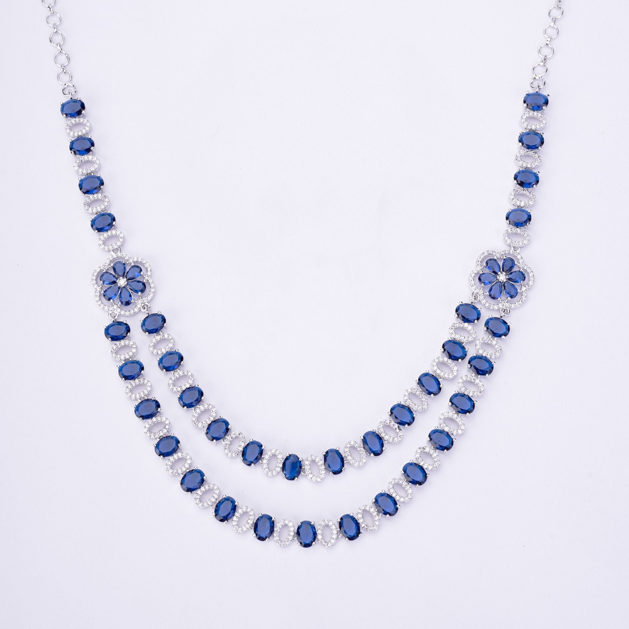Opal Touch - Elegant 2 Layer Oval Necklace Set - Necklace
