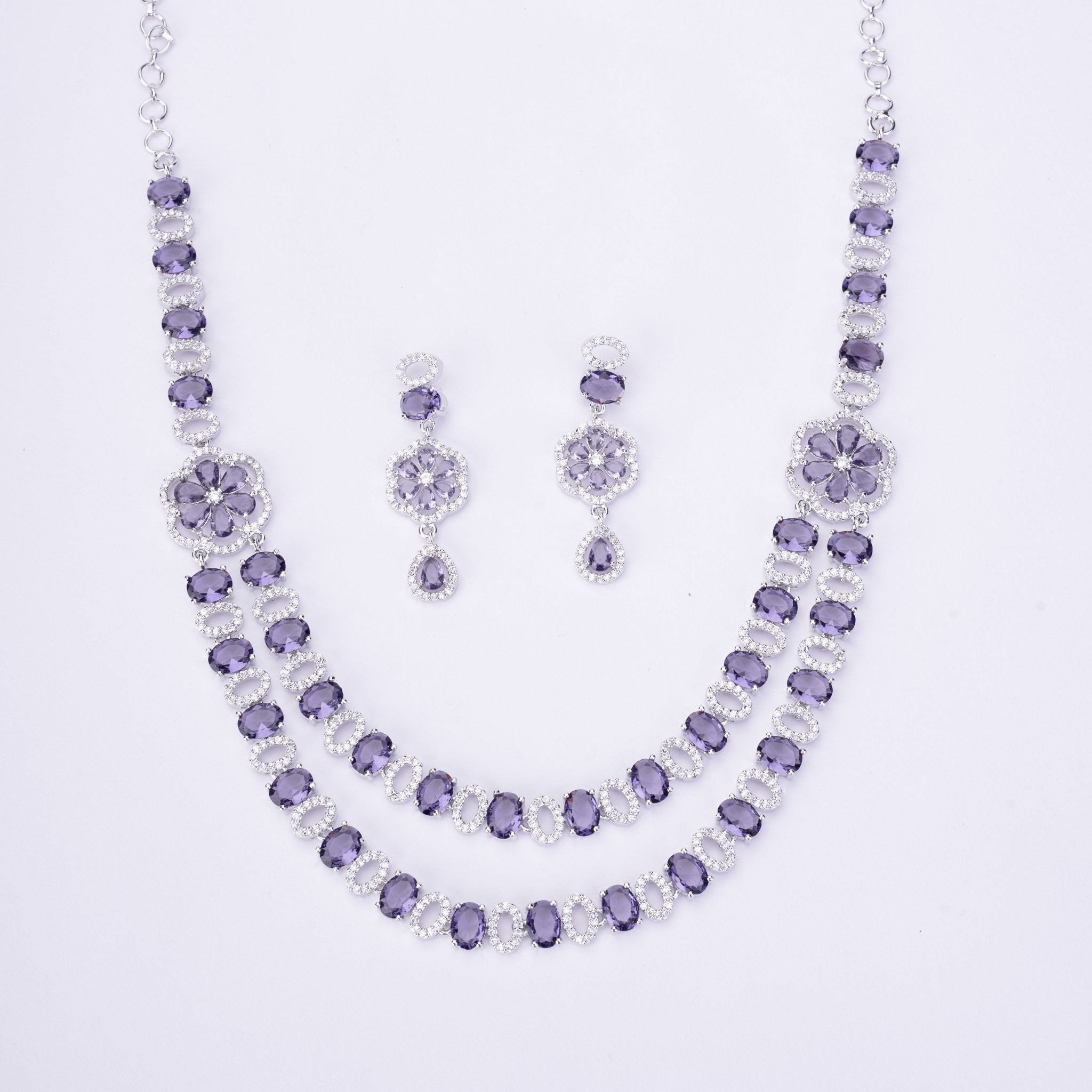 Opal Touch - Elegant 2 Layer Oval Necklace Set - Necklace