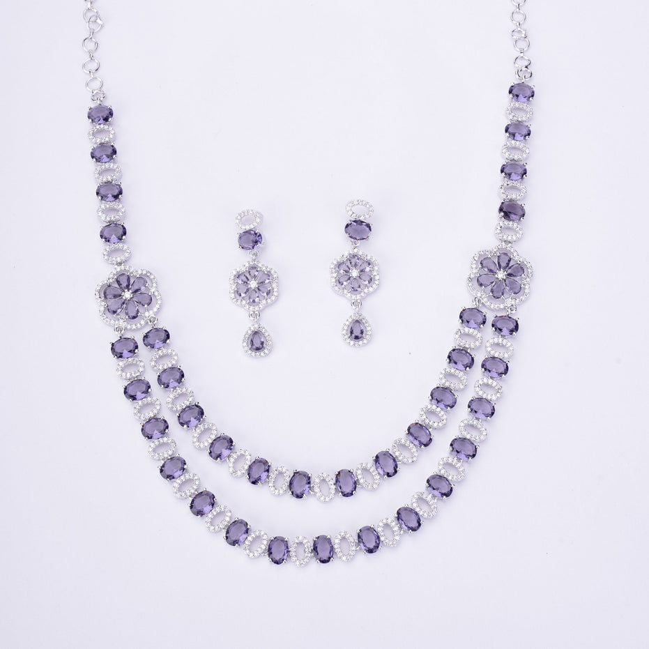Opal Touch - Elegant 2 Layer Oval Necklace Set - Necklace