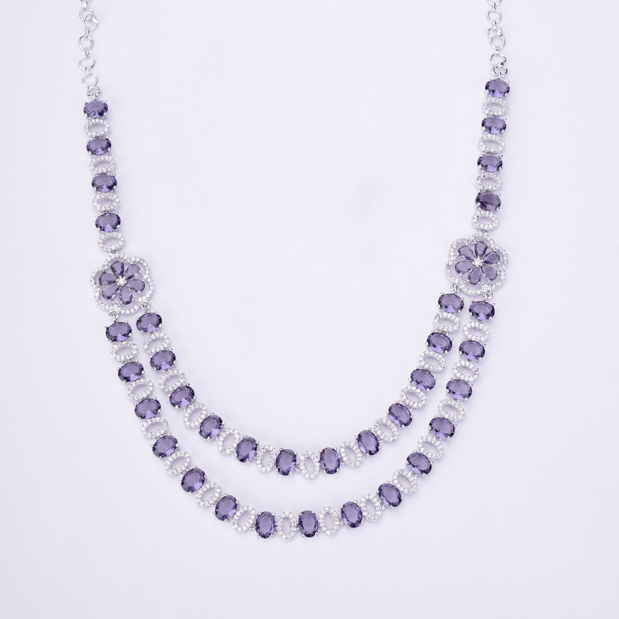 Opal Touch - Elegant 2 Layer Oval Necklace Set - Necklace
