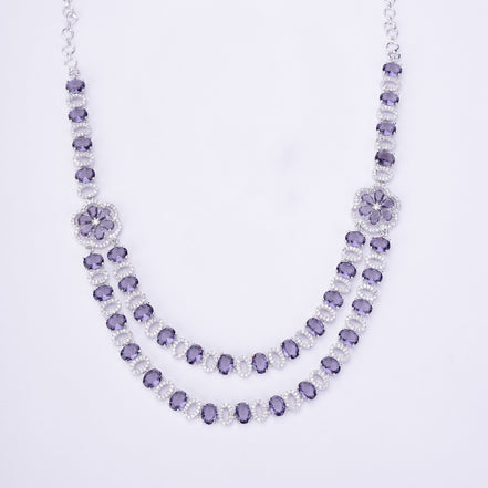 Opal Touch - Elegant 2 Layer Oval Necklace Set - Necklace