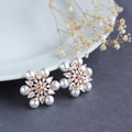 Studs - Elegant Beauty White Pearl Rose Gold Plated Studs - Opal Touch