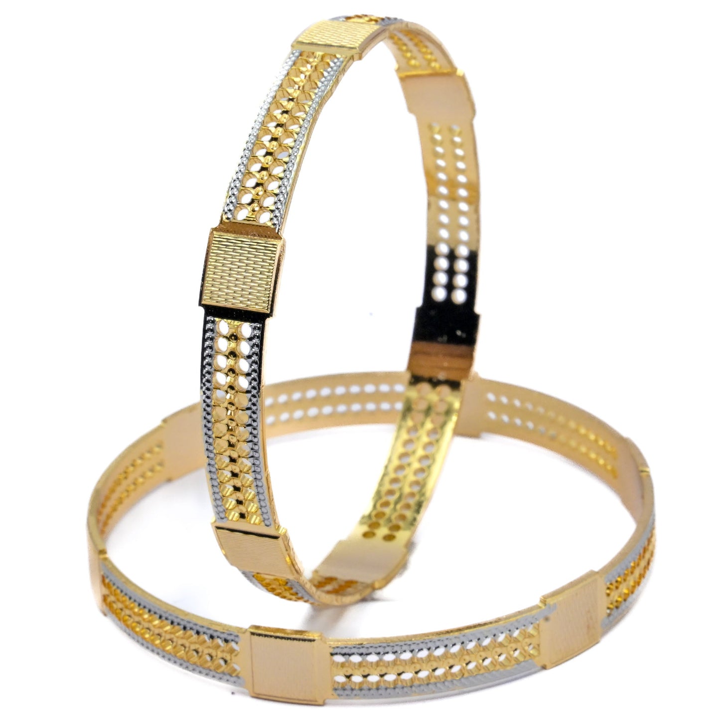 Bangles - Elegant Detailing Gold Silver Plated Bangles - Opal Touch