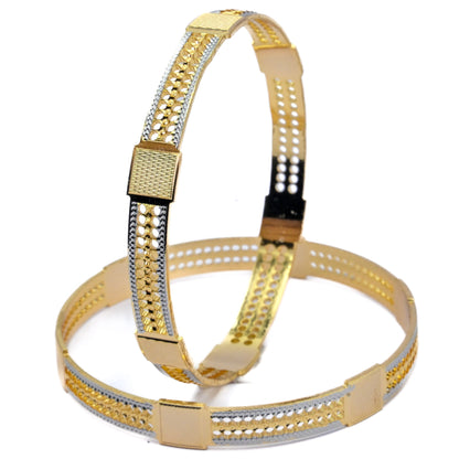 Bangles - Elegant Detailing Gold Silver Plated Bangles - Opal Touch