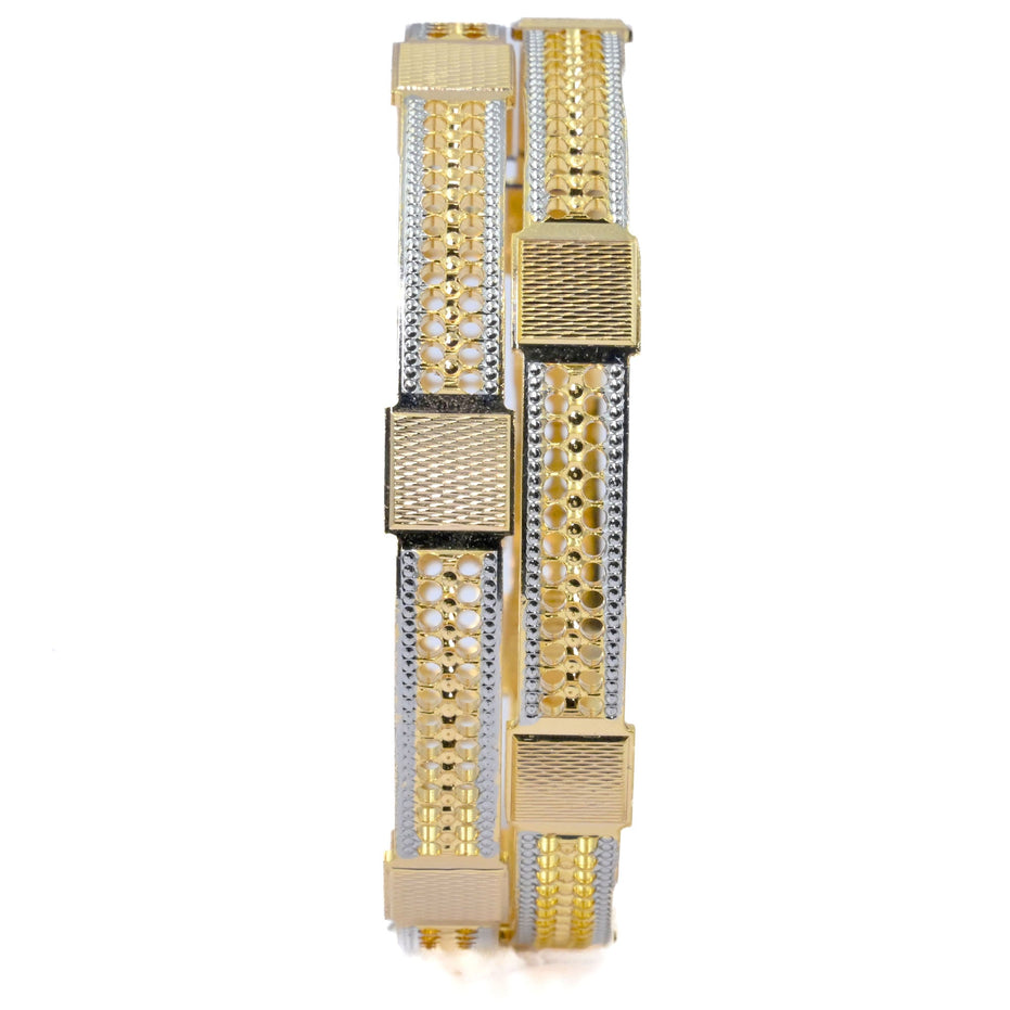 Bangles - Elegant Detailing Gold Silver Plated Bangles - Opal Touch