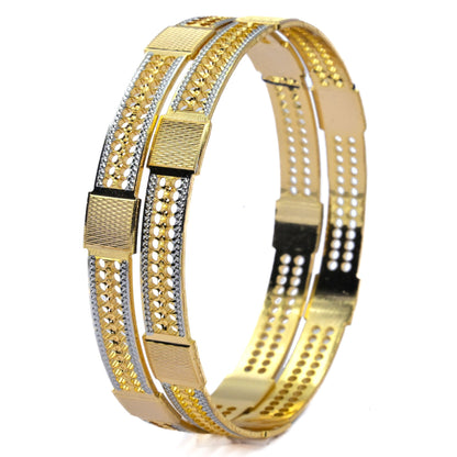 Bangles - Elegant Detailing Gold Silver Plated Bangles - Opal Touch