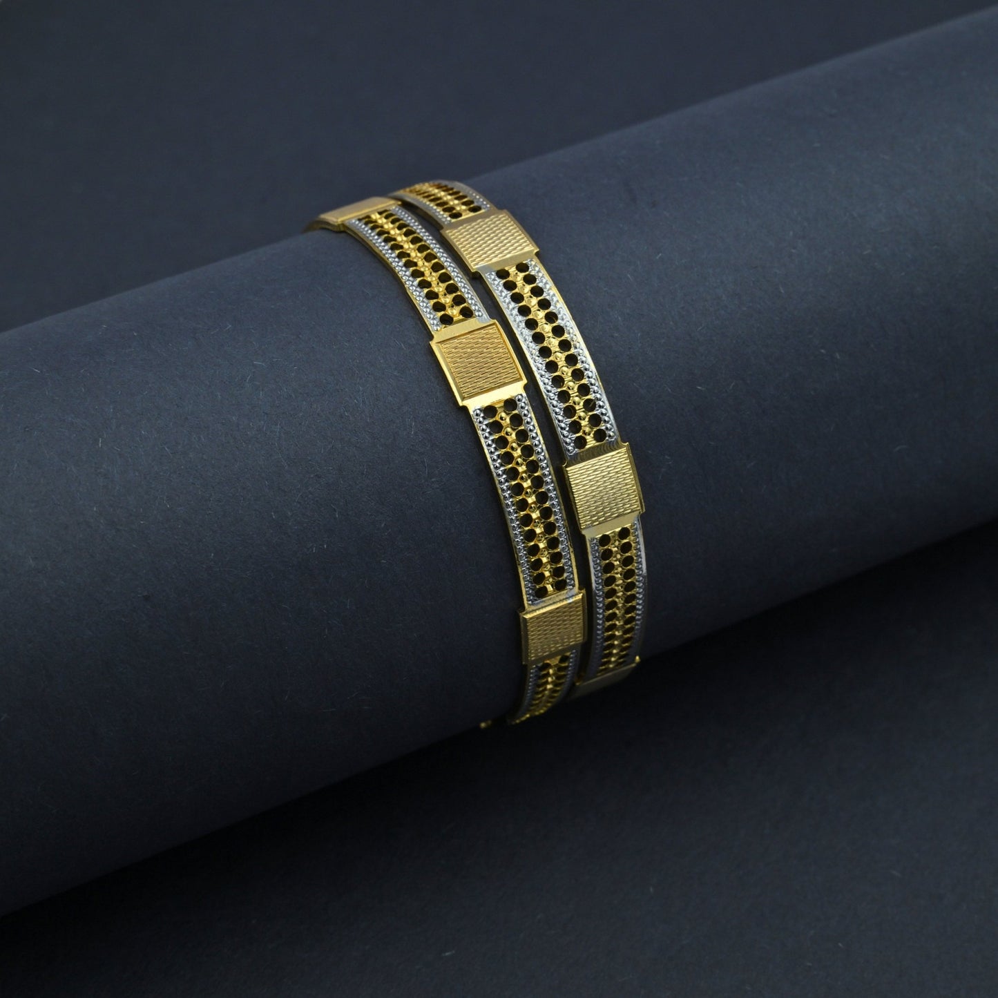 Bangles - Elegant Detailing Gold Silver Plated Bangles - Opal Touch