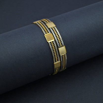 Bangles - Elegant Detailing Gold Silver Plated Bangles - Opal Touch