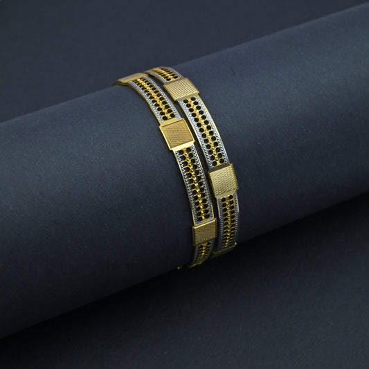 Bangles - Elegant Detailing Gold Silver Plated Bangles - Opal Touch