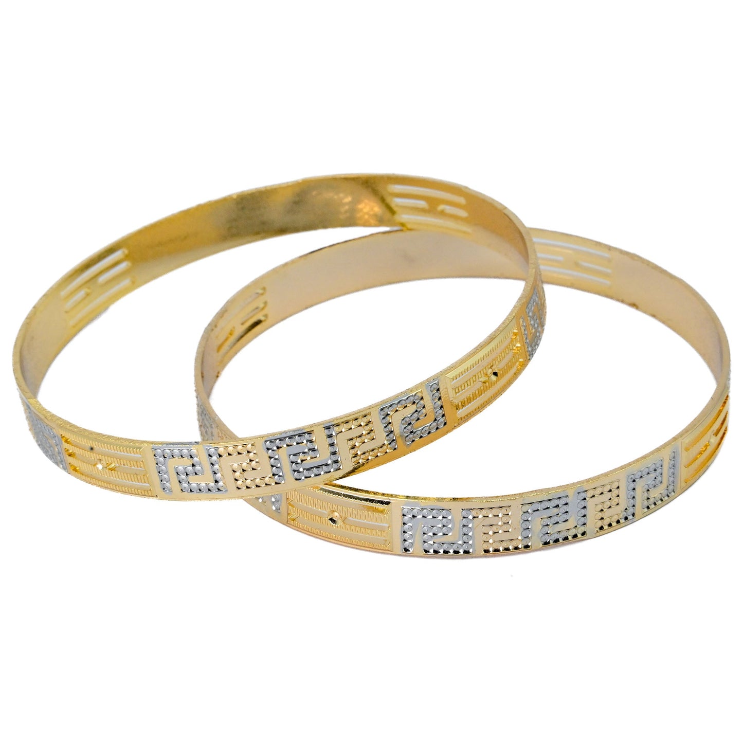 Bangles - Elegant Detailing Rose Gold Silver Plated Bangles - Opal Touch