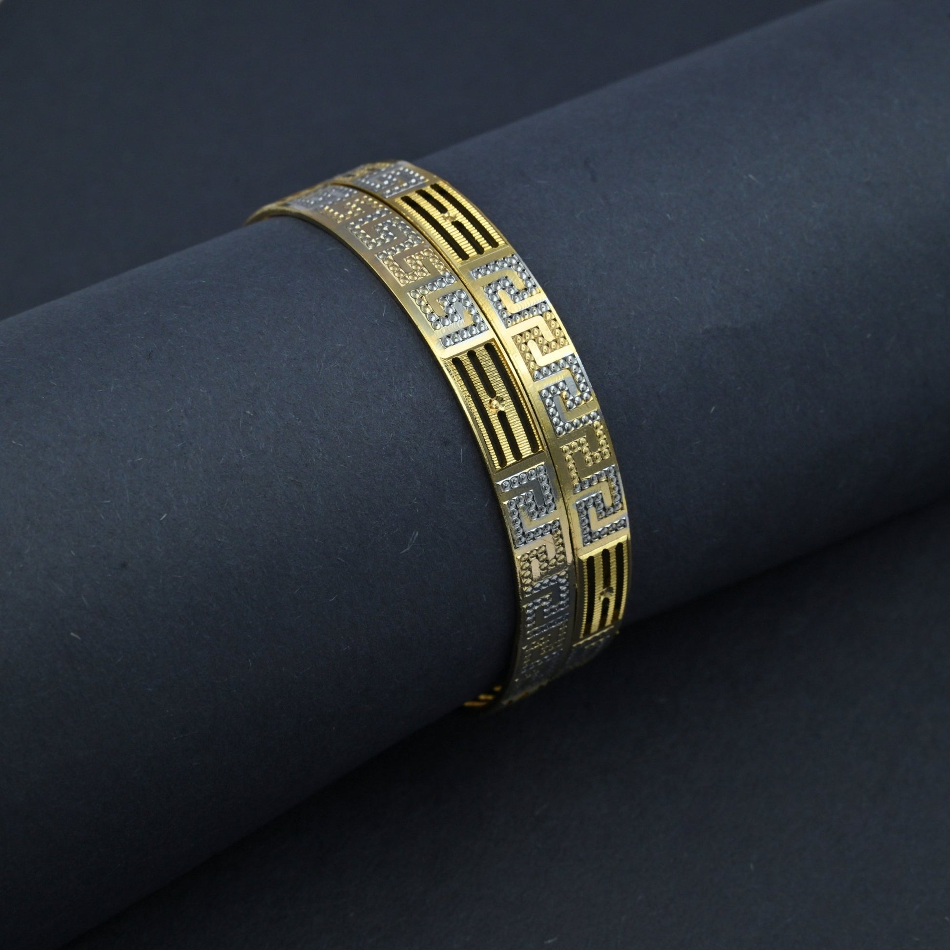 Bangles - Elegant Detailing Rose Gold Silver Plated Bangles - Opal Touch