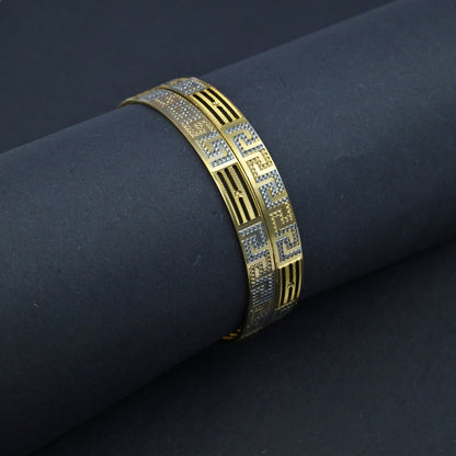 Bangles - Elegant Detailing Rose Gold Silver Plated Bangles - Opal Touch