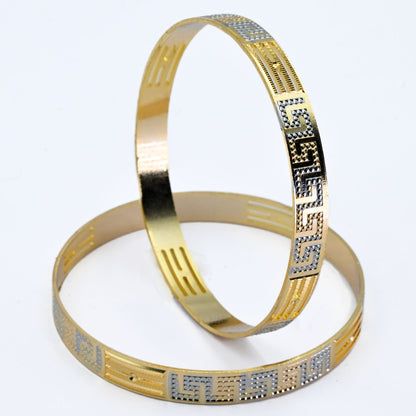 Bangles - Elegant Detailing Rose Gold Silver Plated Bangles - Opal Touch