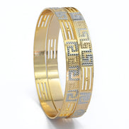 Bangles - Elegant Detailing Rose Gold Silver Plated Bangles - Opal Touch