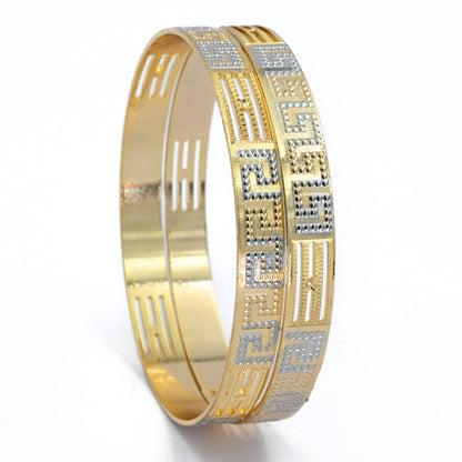 Bangles - Elegant Detailing Rose Gold Silver Plated Bangles - Opal Touch