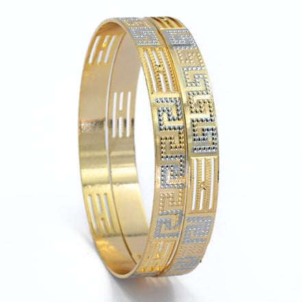 Bangles - Elegant Detailing Rose Gold Silver Plated Bangles - Opal Touch
