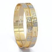 Bangles - Elegant Detailing Rose Gold Silver Plated Bangles - Opal Touch
