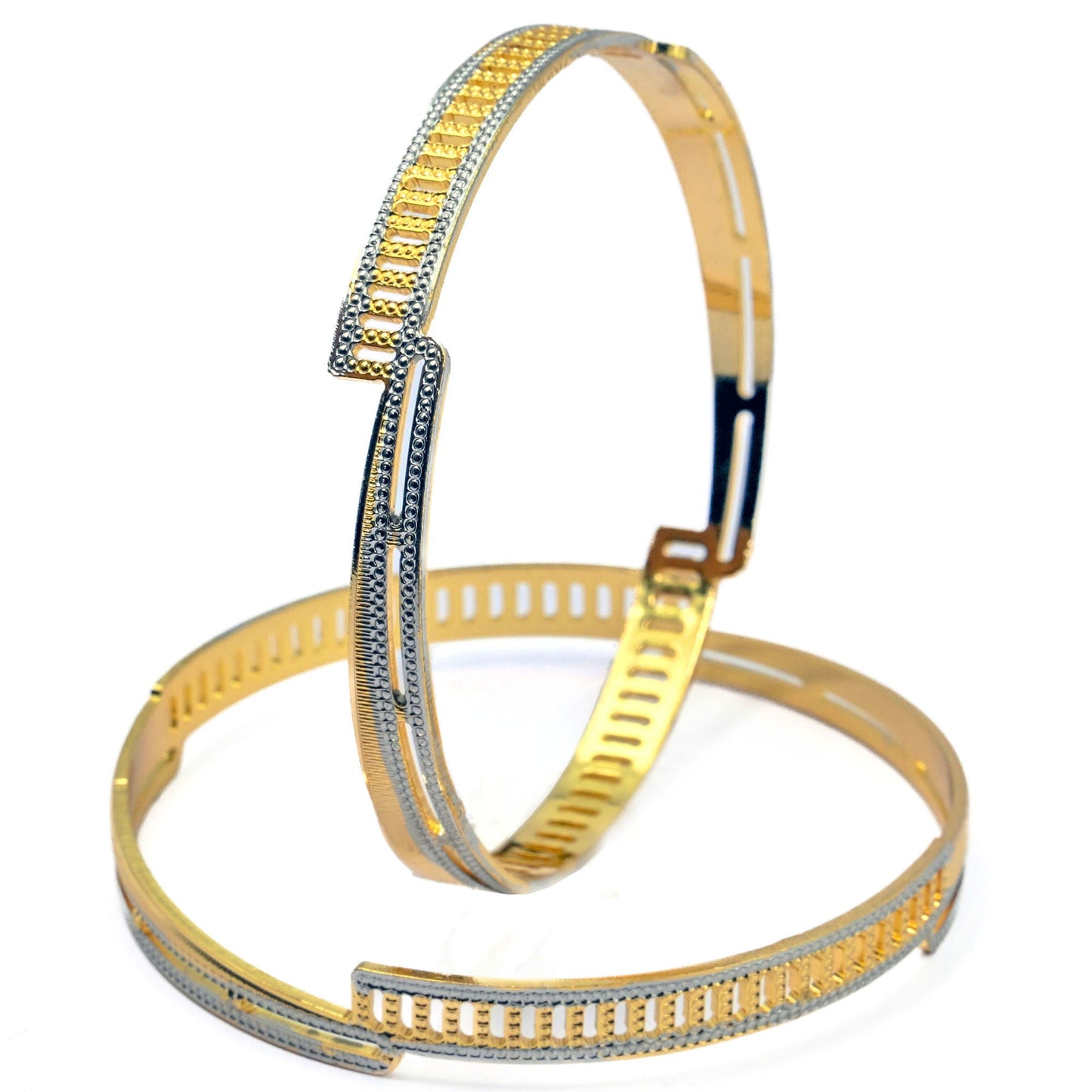 Bangles - Elegant Gold and Silver Plated Bangles with Sparkling Edge Detailing - Opal Touch