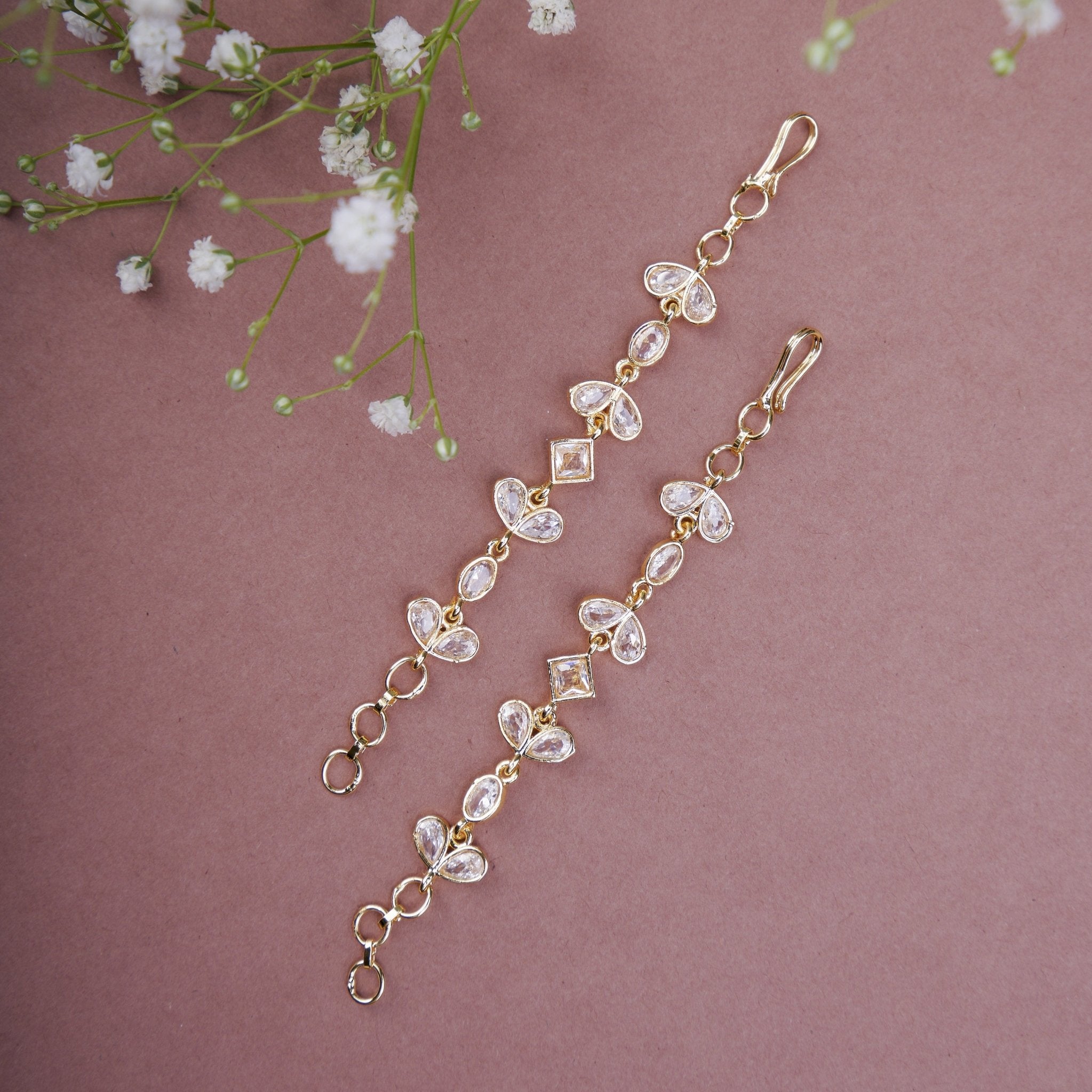 Opal Touch - Elegant Gold plated Ear Chain - Ear chain (Matil)