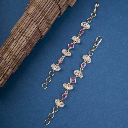 Opal Touch - Elegant Gold plated Ear Chain - Ear chain (Matil)