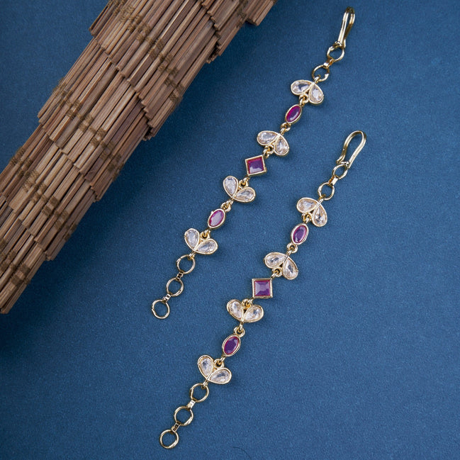 Opal Touch - Elegant Gold plated Ear Chain - Ear chain (Matil)