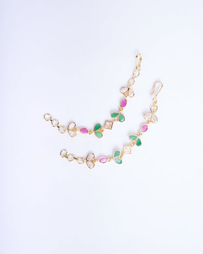 Opal Touch - Elegant Gold plated Ear Chain - Ear chain (Matil)